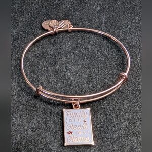 Rose Gold Expandable Bangle Bracelet with Family Charm